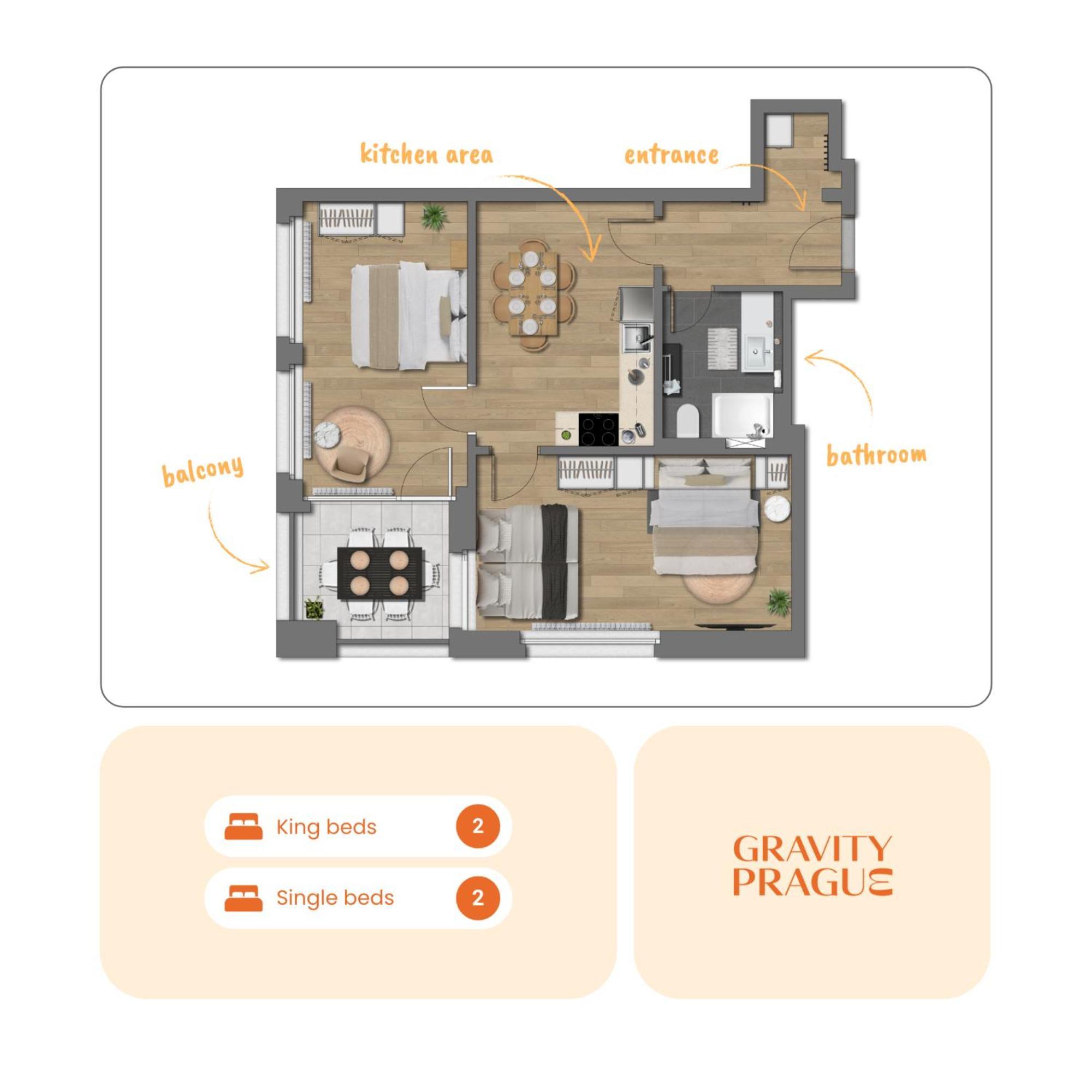 Апартаменти Bright 2Br - 5Th Floor, Balcony, Free Parking By Gravity Прага Екстер'єр фото